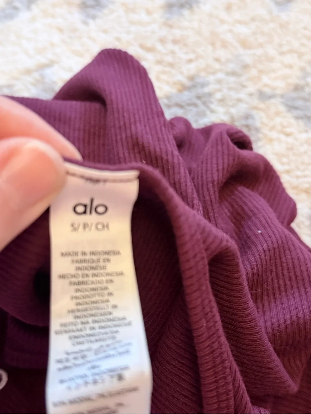 ALO Yoga Ribbed Prosper Tank Top in  Burgundy